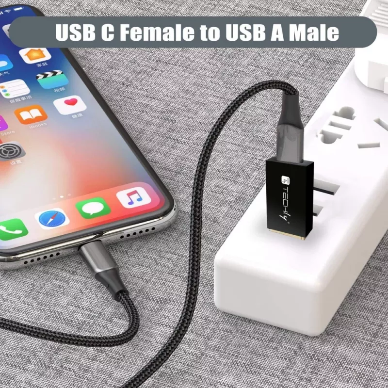 USB-sovitin Techly IADAP USB3-AFT USB A - USB C musta