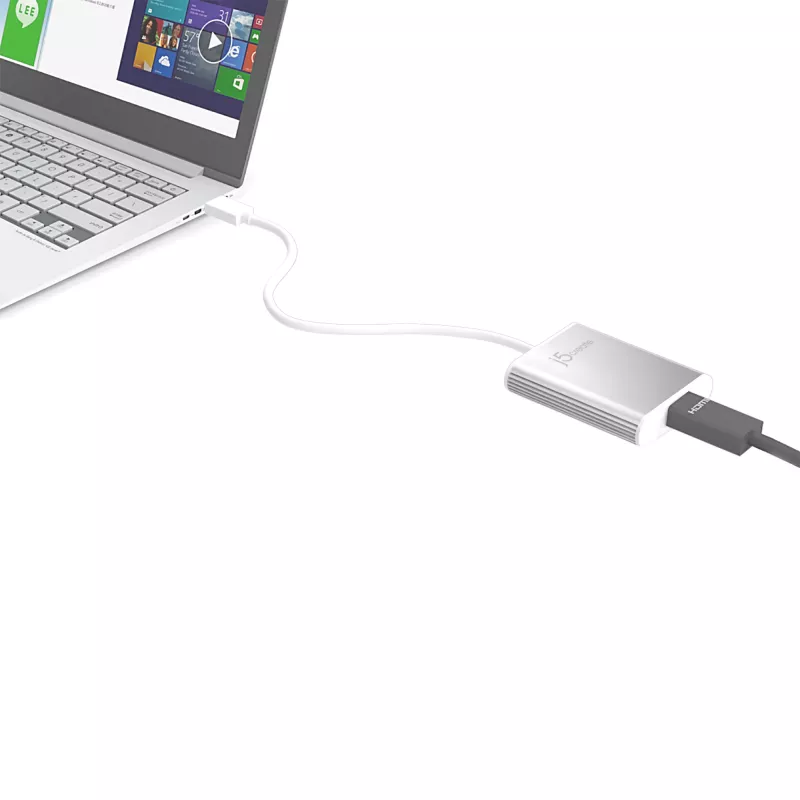 j5create JUA354 USB 3.0 - 4K HDMI näyttöadapteri hopea