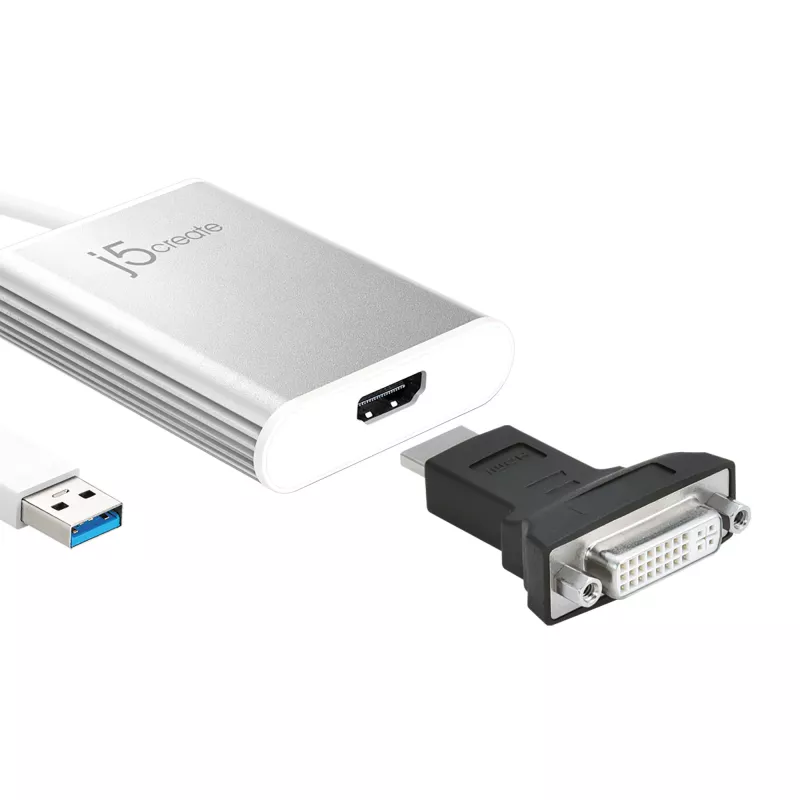 j5create JUA354 USB 3.0 - 4K HDMI näyttöadapteri hopea