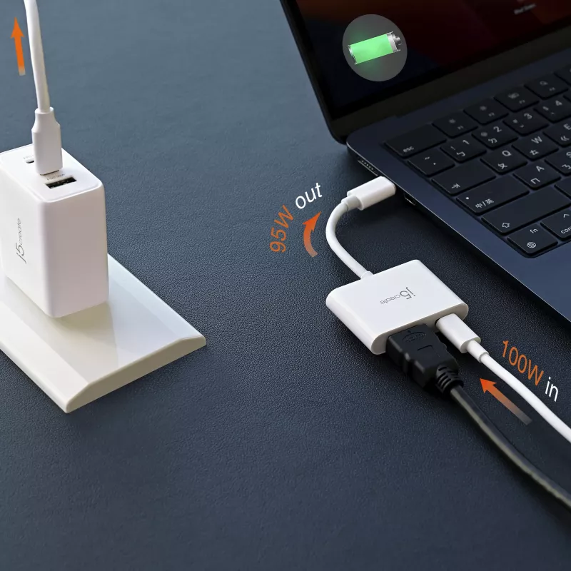 j5create JCA152 USB-C® 4K HDMI™ -sovitin Power Delivery -tuella, musta