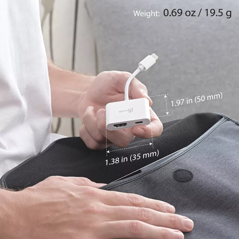 j5create JCA152 USB-C® 4K HDMI™ -sovitin Power Delivery -tuella, musta