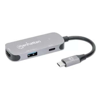 Manhattan USB-C-telakka/keskitin HDMI USB-A USB-C 100W Power Delivery 4K 60Hz