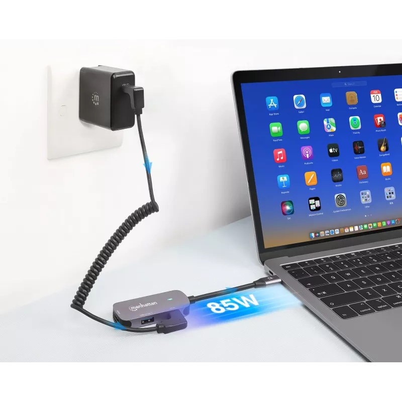 Manhattan USB-C-telakka/keskitin HDMI USB-A USB-C 100W Power Delivery 4K 60Hz