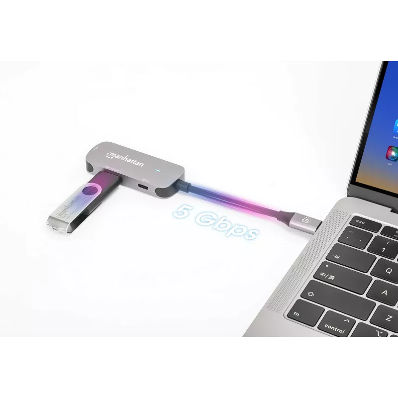 Manhattan USB-C-telakka/keskitin HDMI USB-A USB-C 100W Power Delivery 4K 60Hz