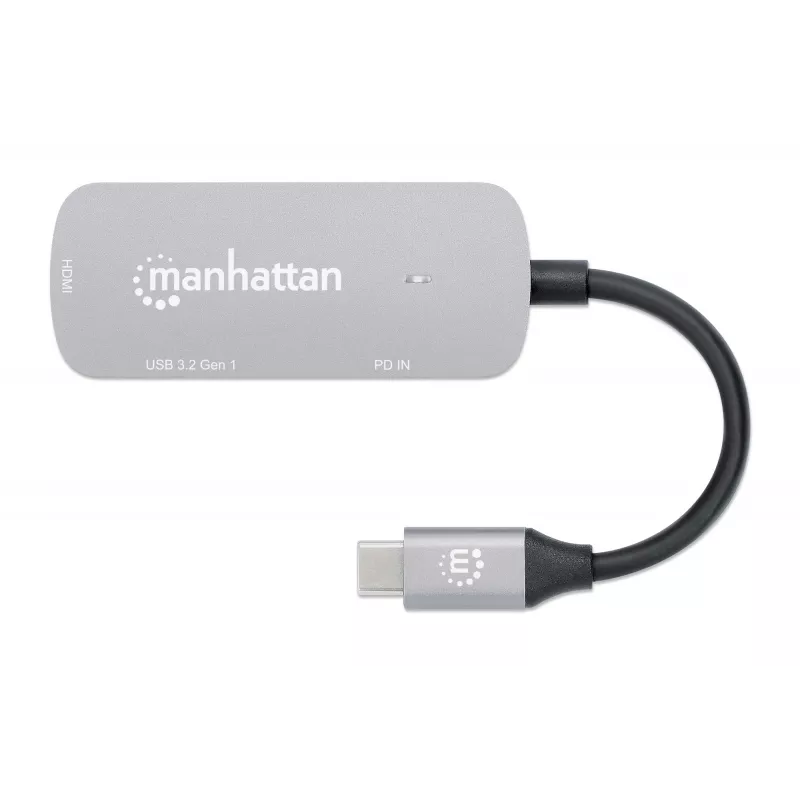 Manhattan USB-C-telakka/keskitin HDMI USB-A USB-C 100W Power Delivery 4K 60Hz