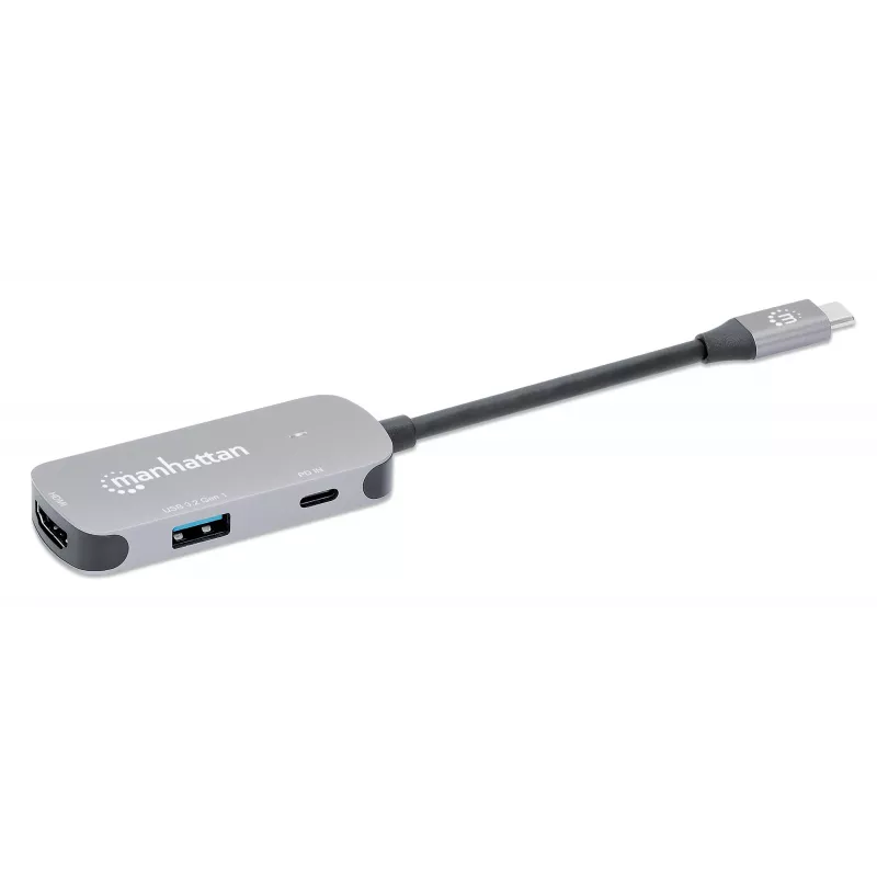 Manhattan USB-C-telakka/keskitin HDMI USB-A USB-C 100W Power Delivery 4K 60Hz