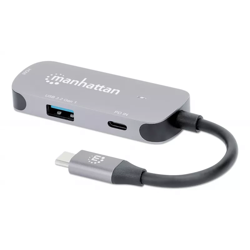 Manhattan USB-C-telakka/keskitin HDMI USB-A USB-C 100W Power Delivery 4K 60Hz
