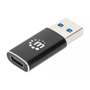 Manhattan USB-C USB-A -sovitin, naaras uros, 10 Gbit/s (USB 3.2 Gen2 aka USB 3.1), SuperSpeed+ USB, musta, elinikäinen takuu