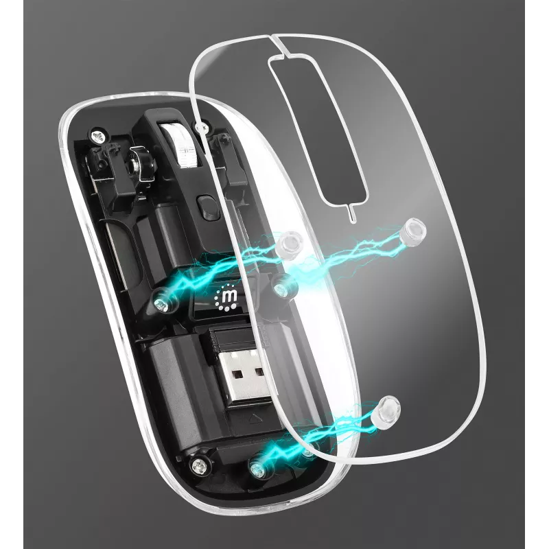 Langaton hiiri Manhattan läpinäkyvä ladattava USB
