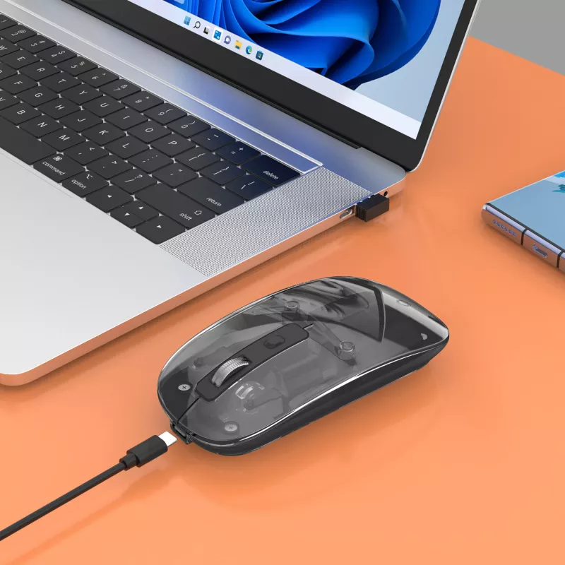 Langaton hiiri Manhattan läpinäkyvä ladattava USB