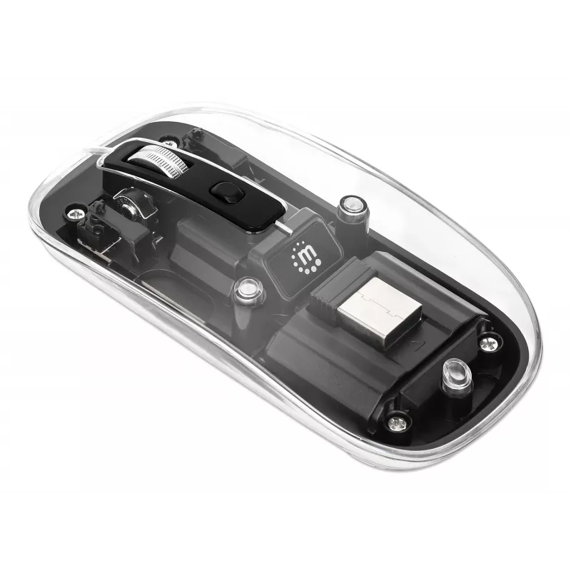 Langaton hiiri Manhattan läpinäkyvä ladattava USB
