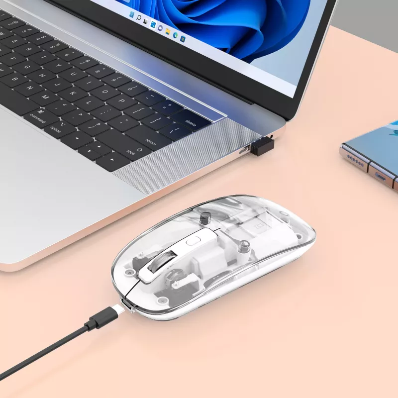 Manhattan läpinäkyvä ladattava langaton USB-hiiri