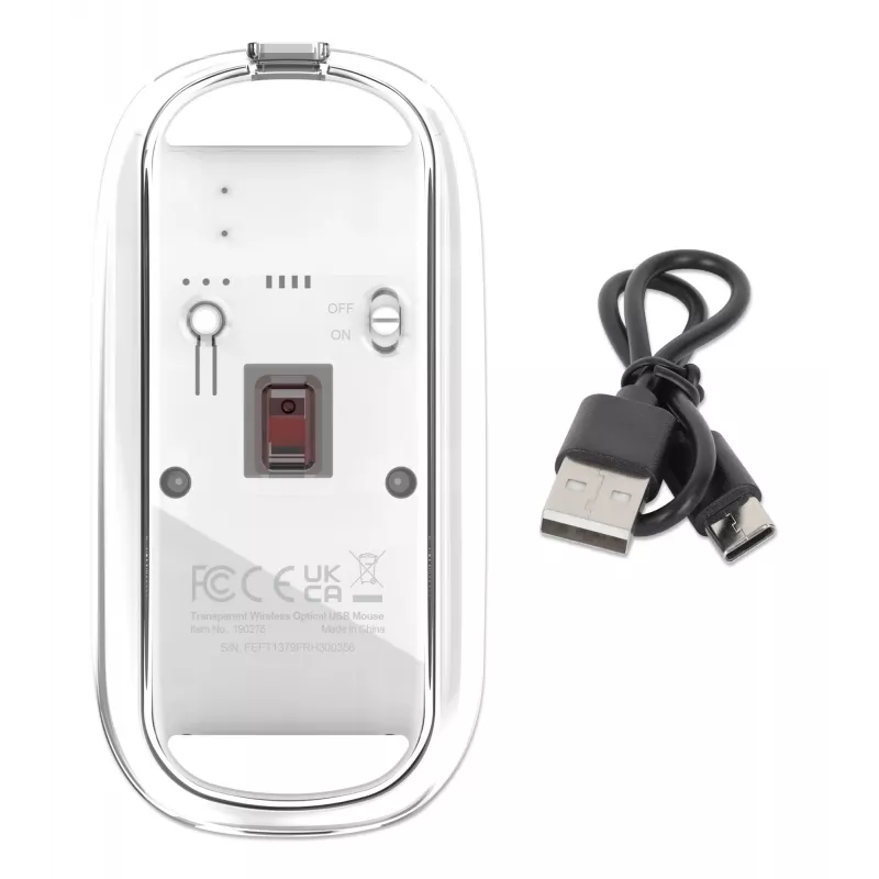 Manhattan läpinäkyvä ladattava langaton USB-hiiri