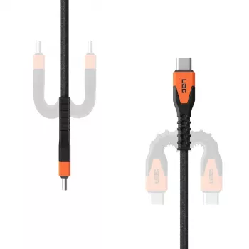 USB-C-USB-C-latauskaapeli Eaton 1,5 m – Kevlar-ydin, USB 2.0, musta/oranssi