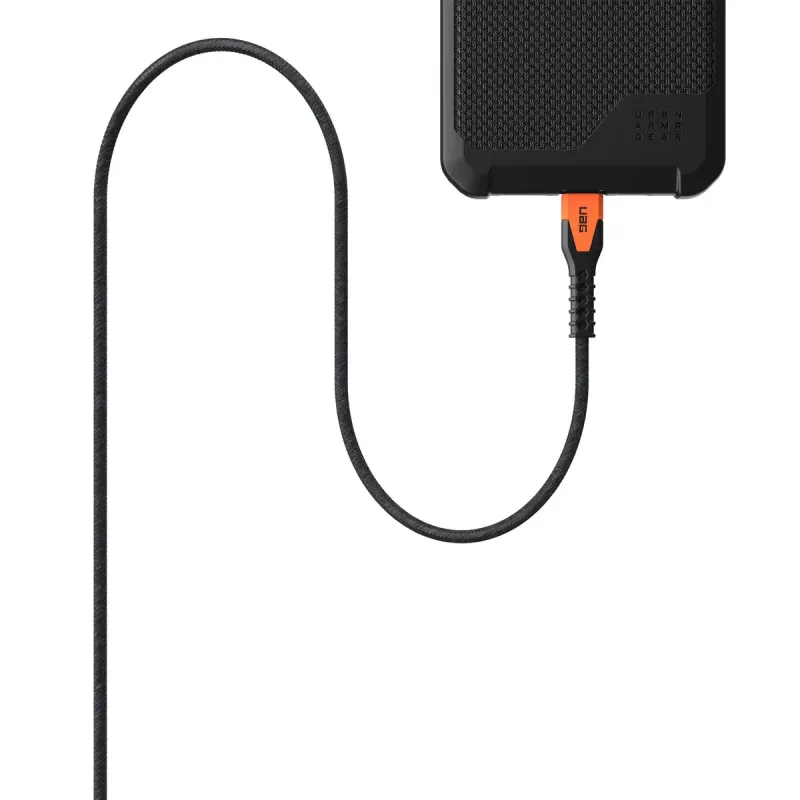 USB-C-USB-C-latauskaapeli Eaton 1,5 m – Kevlar-ydin, USB 2.0, musta/oranssi