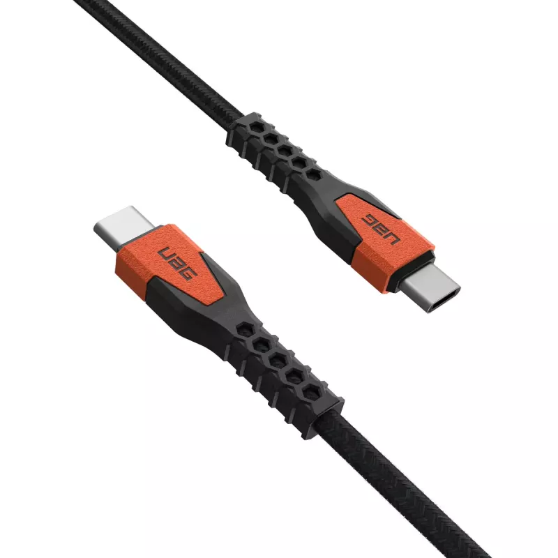 USB-C-USB-C-latauskaapeli Eaton 1,5 m – Kevlar-ydin, USB 2.0, musta/oranssi
