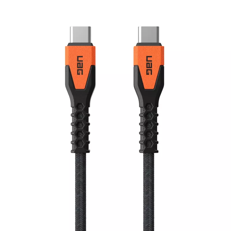 USB-C-USB-C-latauskaapeli Eaton 1,5 m – Kevlar-ydin, USB 2.0, musta/oranssi