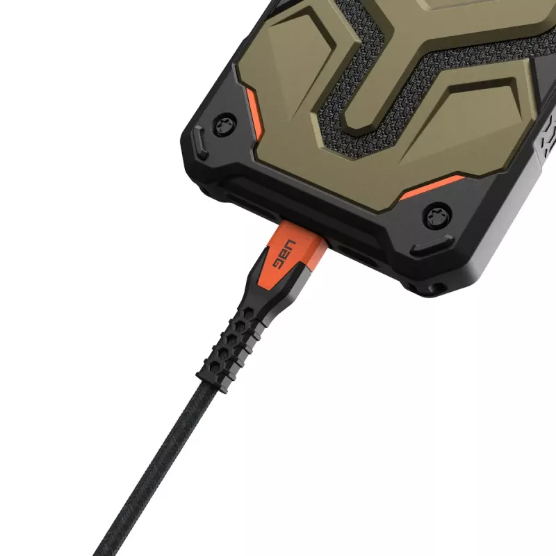 USB-C-USB-C-latauskaapeli Eaton 1,5 m – Kevlar-ydin, USB 2.0, musta/oranssi