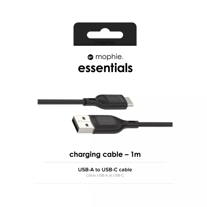 Mophie Essentials latauskaapeli | 1 m USB-kaapeli USB 2.0 USB A USB C musta