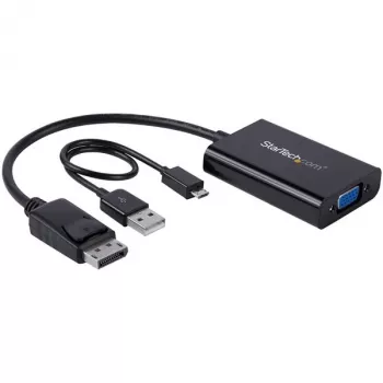 StarTech.com DisplayPort-VGA-sovitin äänellä, 0,184 m, 1920 x 1200 pikseliä, 1080p, musta, aktiivinen videomuunnin, 0 - 70 °C