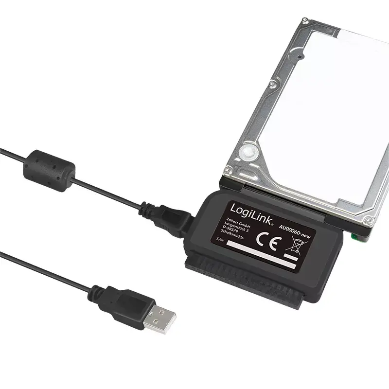 Liitäntäkorttisovitin LOGILINK AU0006C — USB Type-A IDE/ATA ja SATA, 1,2 m kaapeli, musta