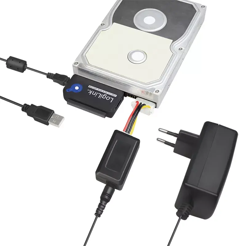 Liitäntäkorttisovitin LOGILINK AU0006C — USB Type-A IDE/ATA ja SATA, 1,2 m kaapeli, musta