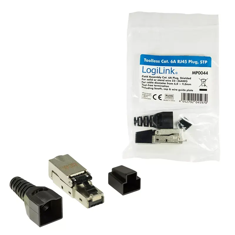 LogiLink MP0044 EconLine RJ45-liitin kenttäasennukseen, Cat6A