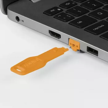 Lindy RJ45 Port Lock Key oranssi malli 47896 — mekaaninen turva-avain verkkoportin lukoille