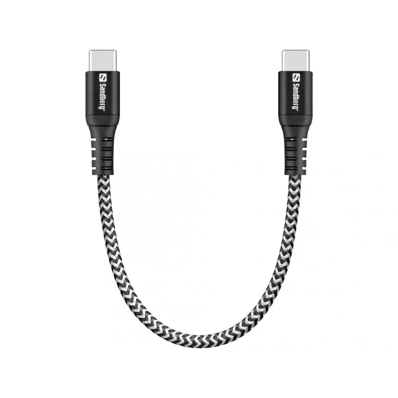 USB-C-kaapeli Sandberg Survivor 0,2 m 100 W musta valkoinen