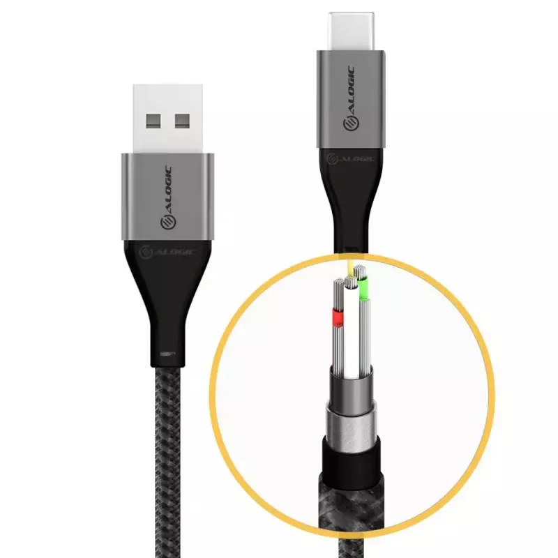 USB-kaapeli ALOGIC ULCA2030-SGR 0,3 m USB 2.0 harmaa
