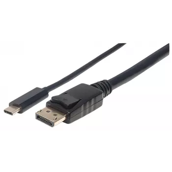 Manhattan USB-C - DisplayPort -kaapeli, 4K@60Hz, 1 m, uros-uros, musta, ei kaksisuuntainen, kolmen vuoden takuu, vastaa CDP2DP1MBD