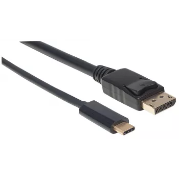 Manhattan USB-C - DisplayPort -kaapeli, 4K@60Hz, 1 m, uros-uros, musta, ei kaksisuuntainen, kolmen vuoden takuu, vastaa CDP2DP1MBD