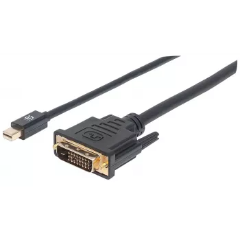 Manhattan Mini DisplayPort 1.2a - DVI-D 24+1 -kaapeli, 1080p@60Hz, 1,8 m, uros-uros, yhteensopiva DVD-D:n kanssa, musta, elinikäinen takuu