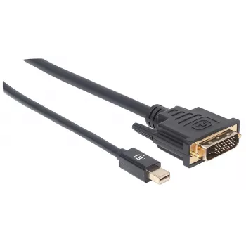 Manhattan Mini DisplayPort 1.2a - DVI-D 24+1 -kaapeli, 1080p@60Hz, 1,8 m, uros-uros, yhteensopiva DVD-D:n kanssa, musta, elinikäinen takuu