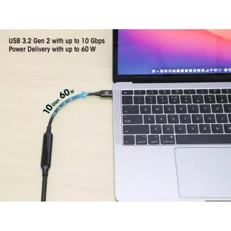 USB-C-kaapeli Manhattan 5m aktiivinen uros-uros 10 Gbit/s 3A musta