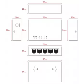 Lanview LVN-DESK-5PORT-1G hallitsematon 5-porttinen Gigabit Ethernet -kytkin