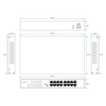 Hallitsematon kytkin Lanview LVN-1U-16PORT-1G 16-porttinen 1 Gbit/s Ethernet, rack-asennus 1U