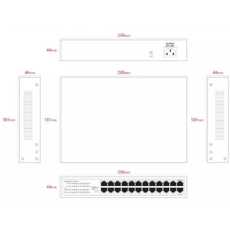 Hallitsematon kytkin Lanview LVN-1U-24PORT-1G — 24-porttinen Full-Gigabit-rack-asennus