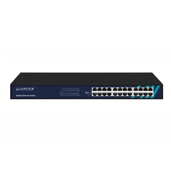 Hallitsematon kytkin Lanview LVN-1UMOUNT-24PORT-1G 24-porttinen Gigabit Ethernet -kytkin, 1U-asennus
