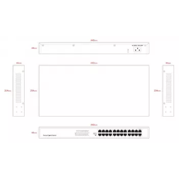 Hallitsematon kytkin Lanview LVN-1UMOUNT-24PORT-1G 24-porttinen Gigabit Ethernet -kytkin, 1U-asennus