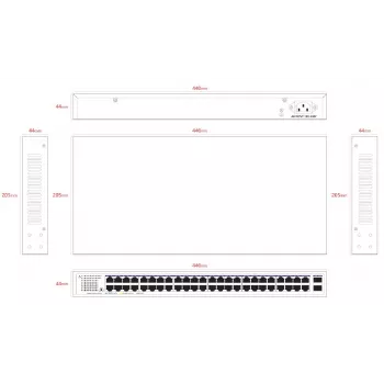 Lanview hallitsematon kytkin LVN-1UMOUNT-48PORT-2SFP-1G — 48x RJ45 1G -porttia, 2x SFP uplink