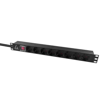 Lanview 19 tuuman rack-virtakisko 1U 10A, 8x Schuko (LVR-2MSCH-SCH-C13-8)