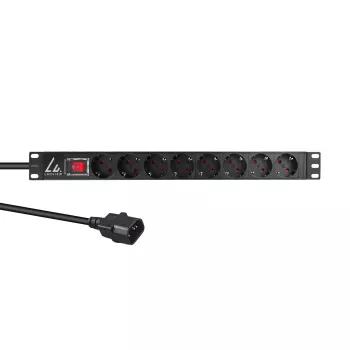 Lanview 19 tuuman rack-virtakisko 1U 10A, 8x Schuko (LVR-2MSCH-SCH-C13-8)