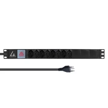 Lanview 19 tuuman rack-virtakisko 1U 10A, 8x sveitsiläinen T13 (LVR-2MCH-SW-CH8)
