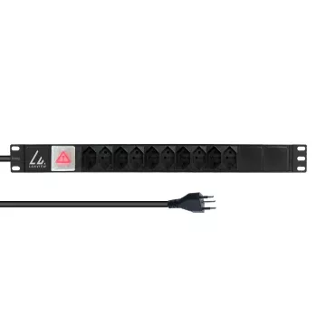 Lanview 19 tuuman rack-virtakisko 1U 10A, 10x sveitsiläinen T13 (LVR-2MCH-SW-CH10)