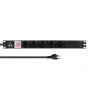 Lanview 19 tuuman rack-virtakisko 1U 10A, 10x sveitsiläinen T13 (LVR-2MCH-SW-CH10)