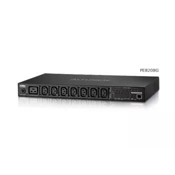 ATEN PE8208G eco PDU, kytketty ja pistorasiakohtaisesti mitattu, 8 pistorasiaa (7x C13, 1x C19), 16A, 1U