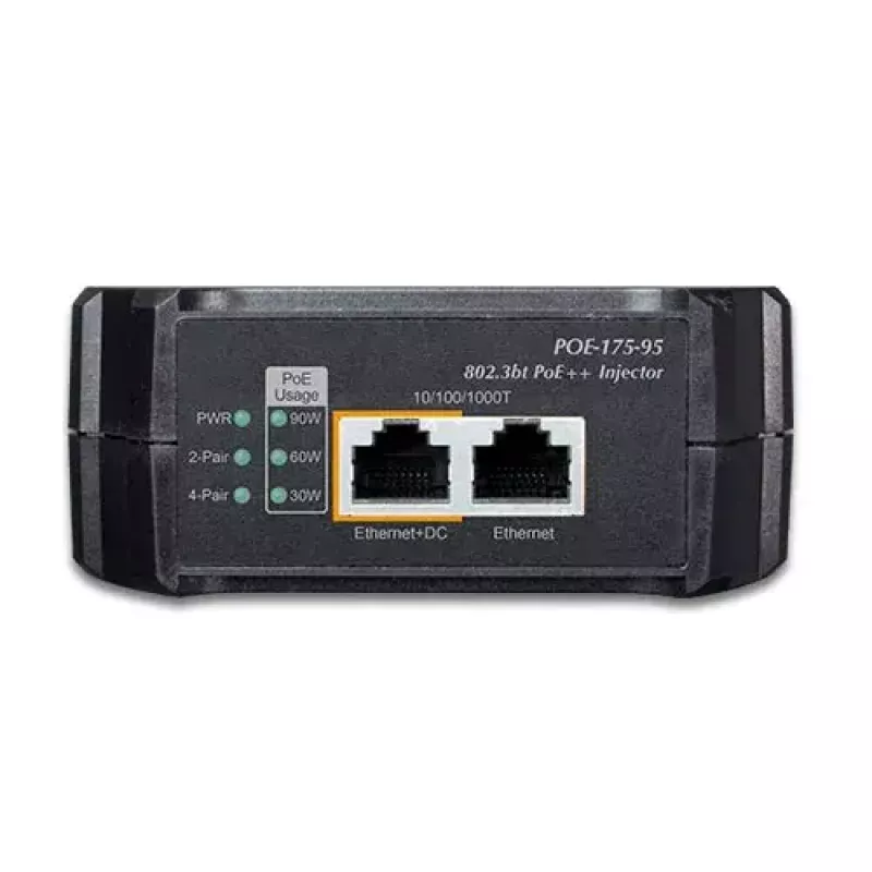 PLANET POE-175-95 Gigabit 802.3bt PoE++ -injektori, 95 W, musta
