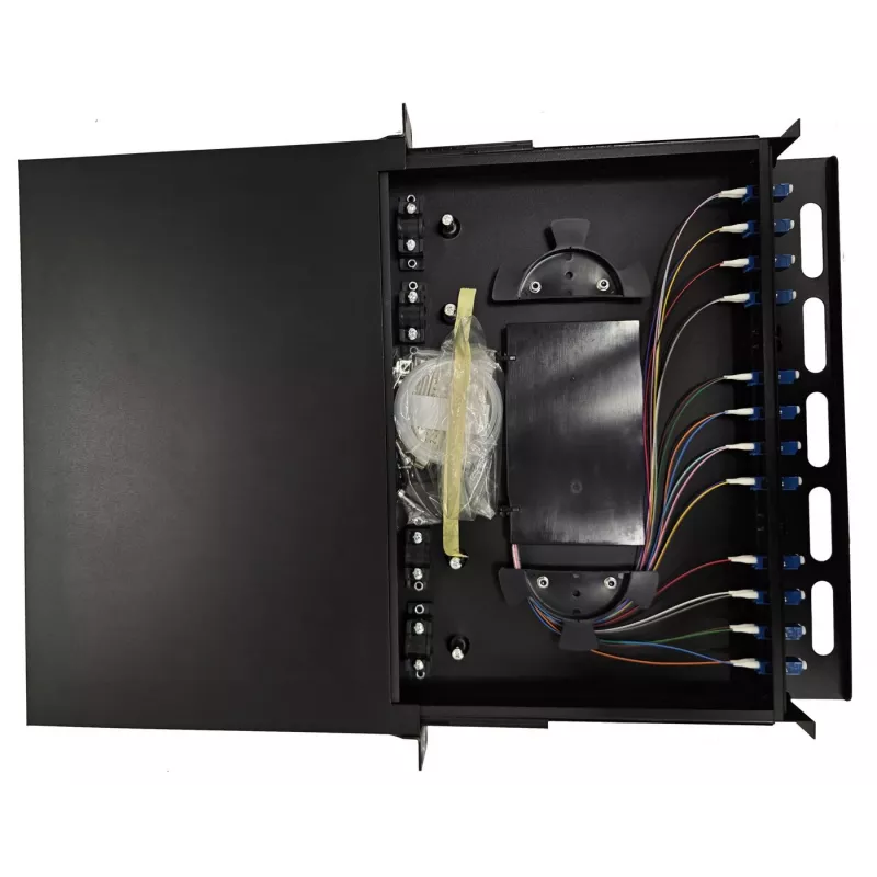 Lanview LVO-101015 ulosvedettävä valokuitupaneeli ODF, 1U, 24 kuitua, LC, SM OS2