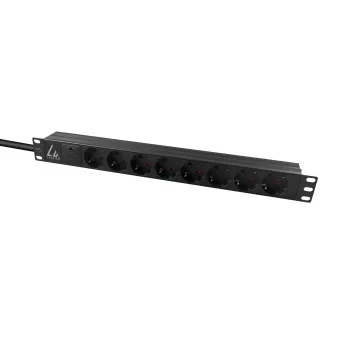 Lanview LVR-3MSCH-SPD-SCH8 virranjakoyksikkö (PDU) 8 AC-lähtöä 1U musta